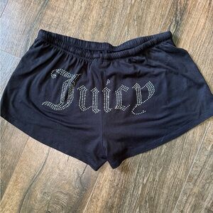 Juicy Couture Black Rhinestone Logo Athletic Lounge Shorts